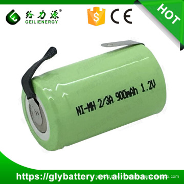Rechargeable NI-MH 2/3A 900mAh 1.2V Battery With Soldering Tab